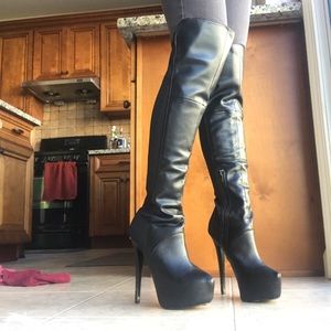 Thigh high/Over the knee leather 6” stiletto boots